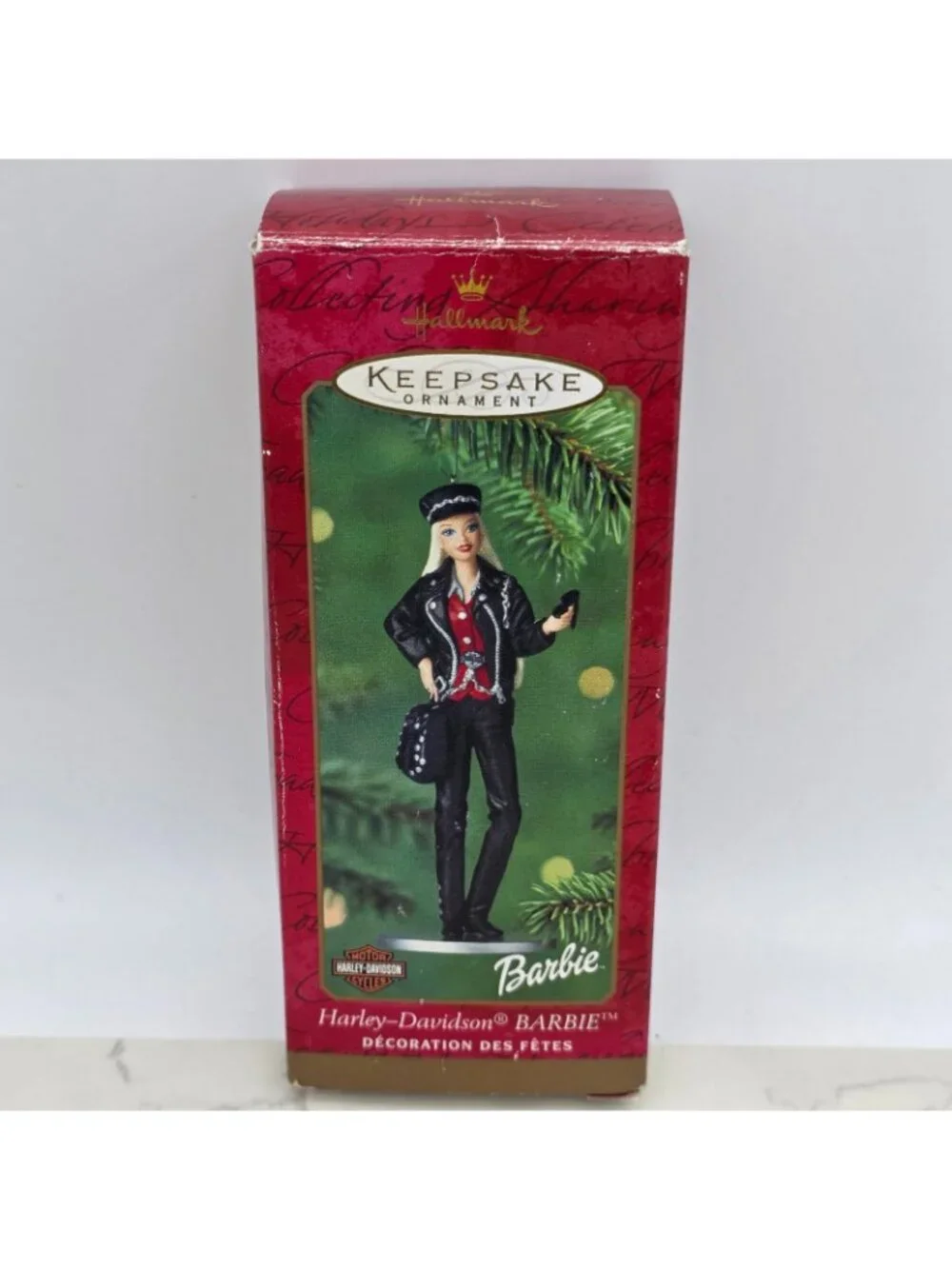 Vintage HARLEY DAVIDSON BARBIE Hallmark Ornament  2000 Blonde Biker Outfit NEW